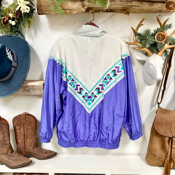 Nordic vibe windbreaker boho vintage jacket w southwestern county. Cabin vibe - Picture 9 of 13